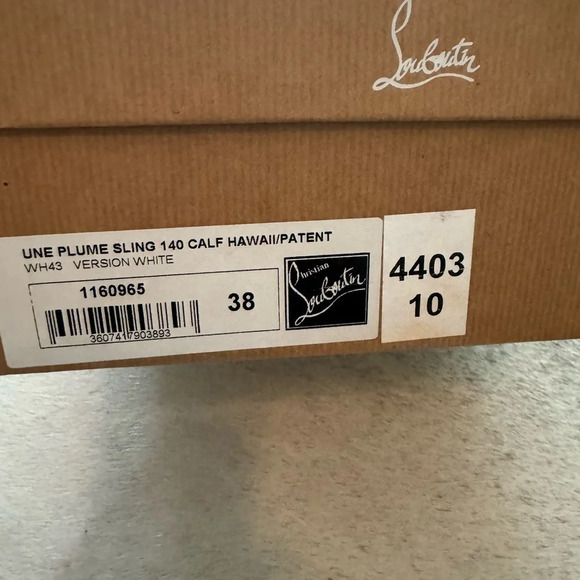 🔥 Christian Louboutin UNE PLUME SLING 140 CALF HAWAII/PATENT - Picture 7 of 8